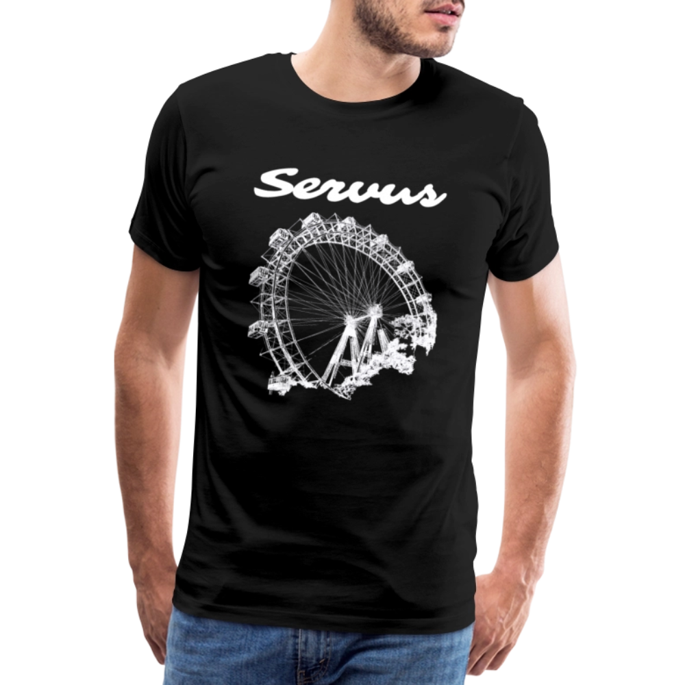 Servus (dt. Hallo) und Wiener Riesenrad in weiß, Männer Premium T-Shirt - Schwarz