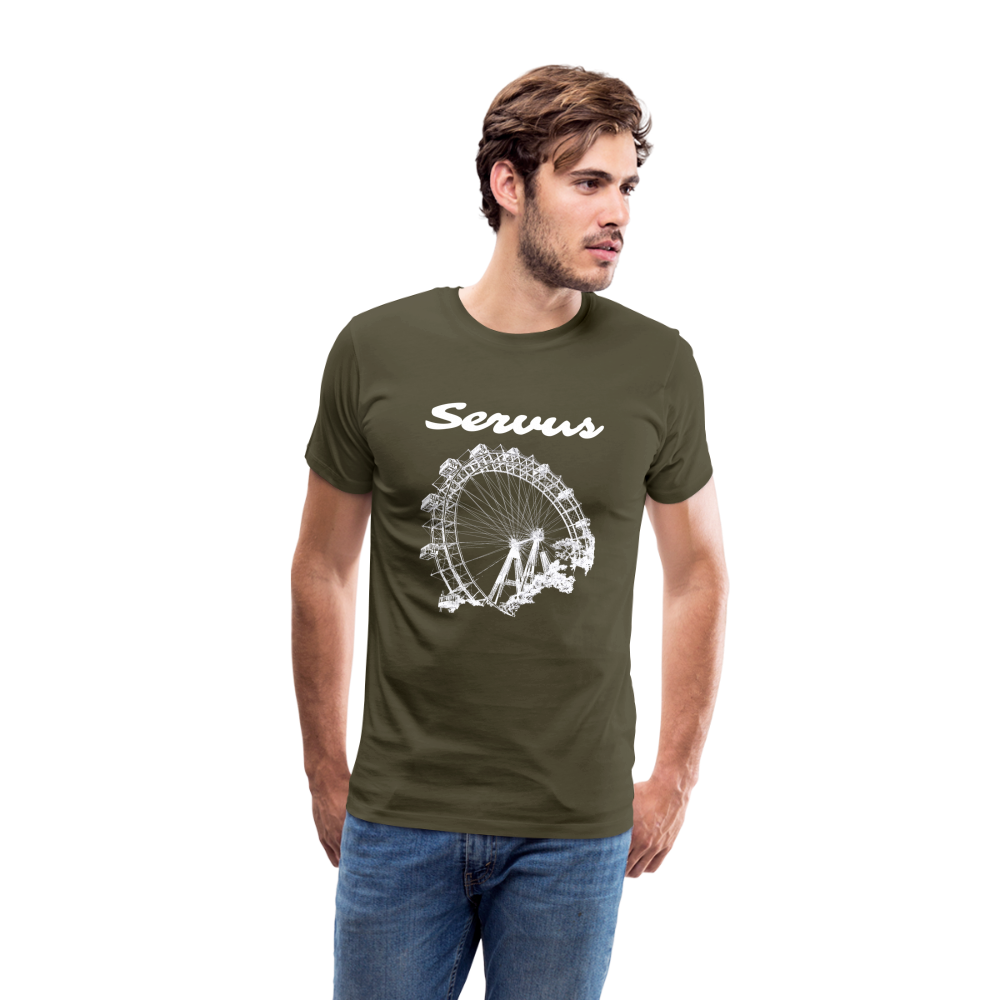 Servus (dt. Hallo) und Wiener Riesenrad in weiß, Männer Premium T-Shirt - Khaki
