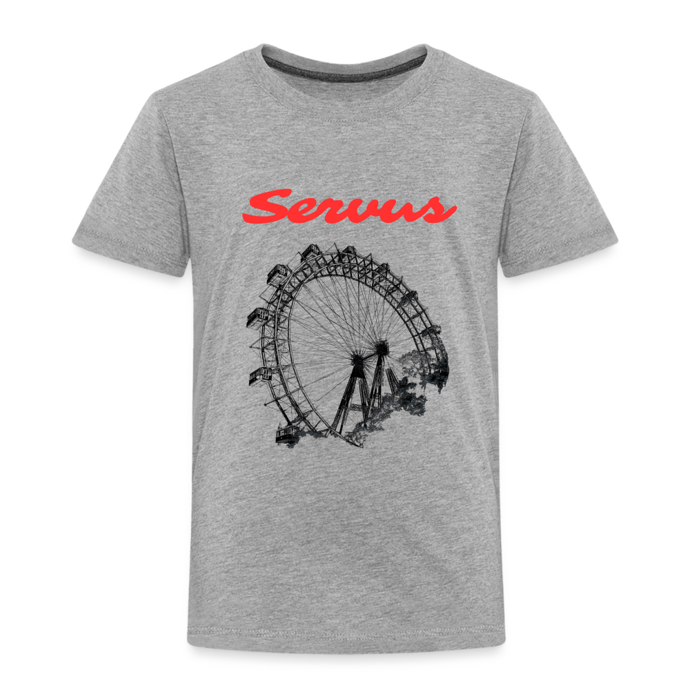 Servus (dt. Hallo) in rot & Wiener Riesenrad in schwarz, Kinder Premium T-Shirt - Grau meliert