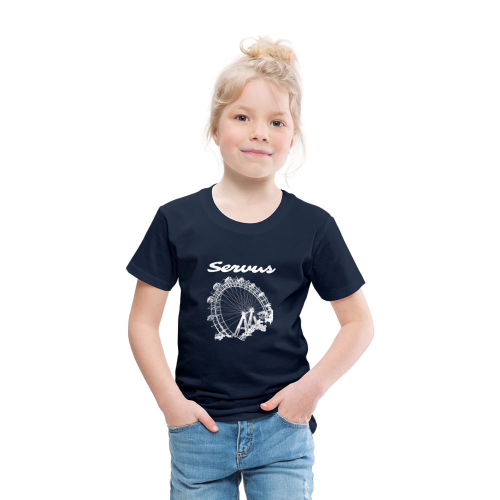 Servus (dt. Hallo) und Wiener Riesenrad in weiß, Kinder (2 - 8 Jahre) Premium T-Shirt - Navy