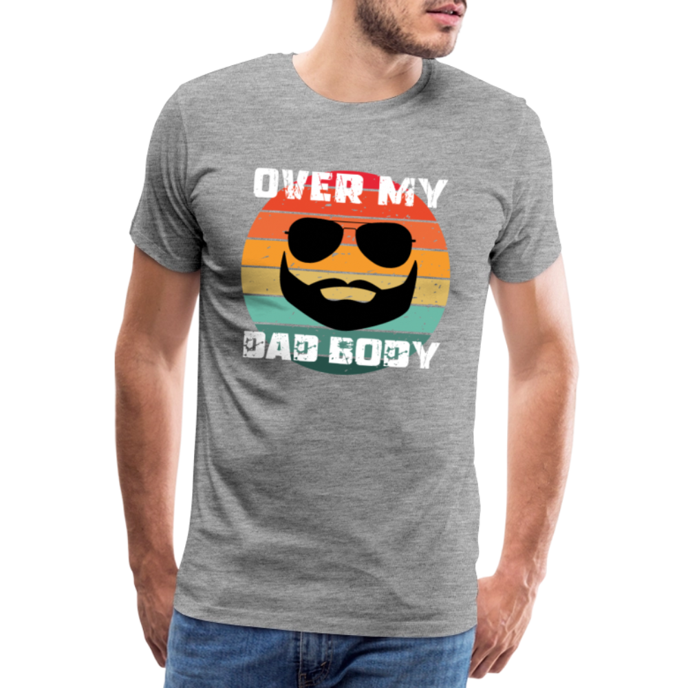 Over My Dad Body - Daddy, Lustiger Spruch zum Vatertag, Männer Premium T-Shirt - Grau meliert