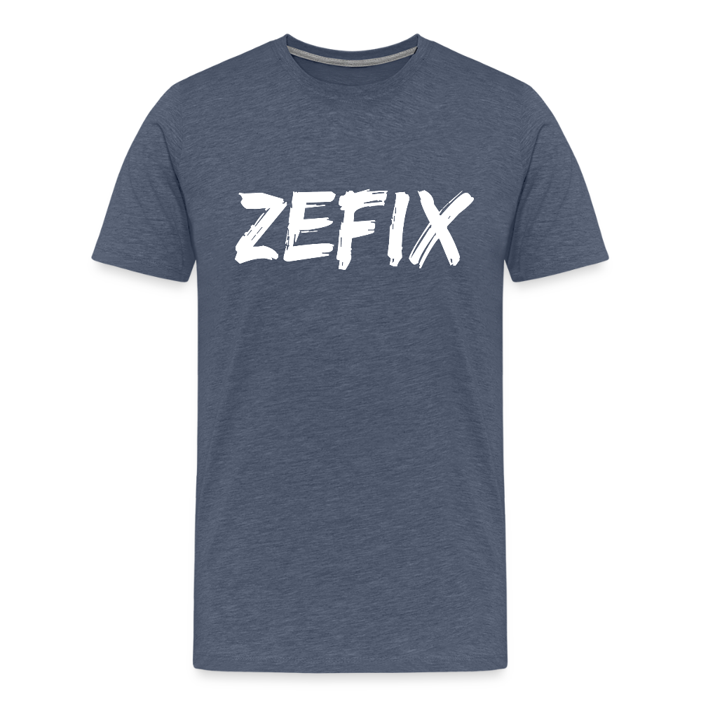 Zefix - Fluchen auf bayerisch in Bayern & Salzburg, Lustiger Spruch, Männer Premium T-Shirt - Blau meliert