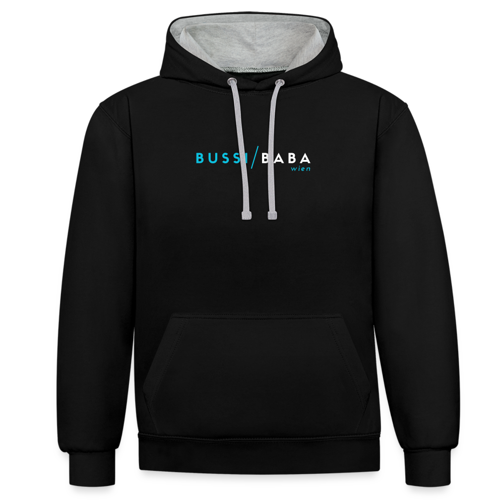 Bussi / Baba Wien, Kontrast-Hoodie - Schwarz/Grau meliert