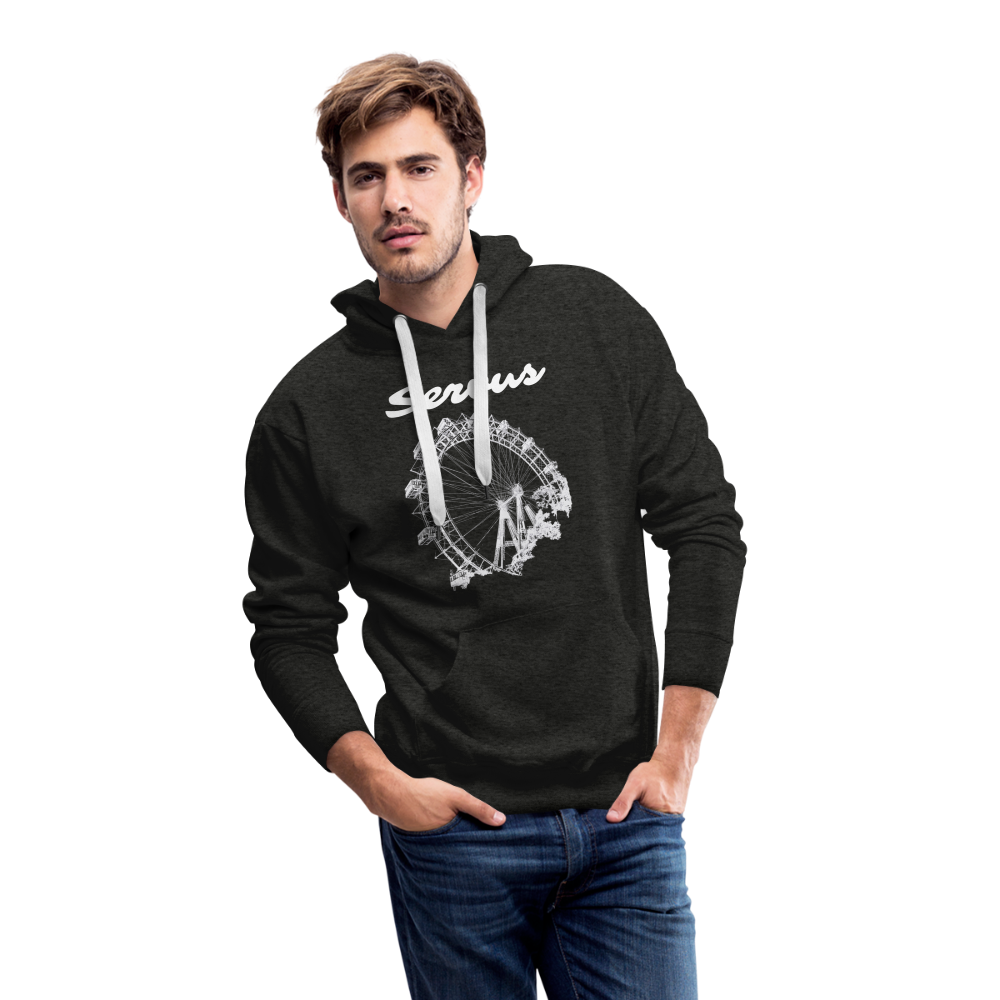 Servus (dt. Hallo) und Wiener Riesenrad in weiß, Männer Premium Hoodie - Anthrazit