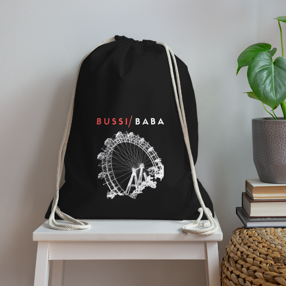 Bussi Baba korallenrot - Wiener Riesenrad in weiß, Gym Bag - Turnsackerl (dt. Turnbeutel) - Schwarz