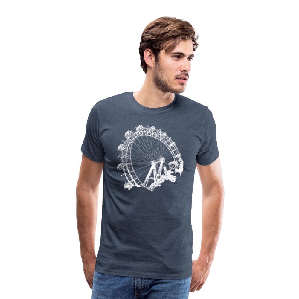 Wiener Riesenrad weiß - Männer Premium T-Shirt - Blau meliert