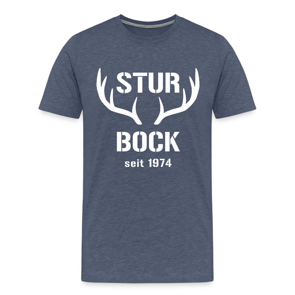 Sturbock, zum Geburtstag, Jahreszahl zum selber eintragen, Männer Premium T-Shirt - Blau meliert