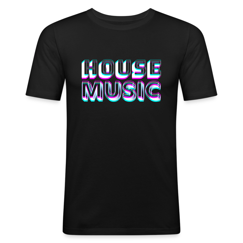 HOUSE MUSIC, Männer Slim Fit T-Shirt - Schwarz