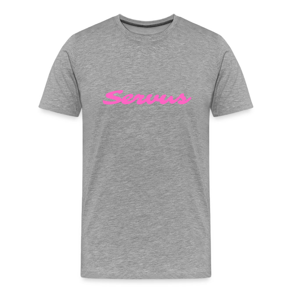 Servus (dt. Hallo) in pink, Männer Premium T-Shirt - Grau meliert