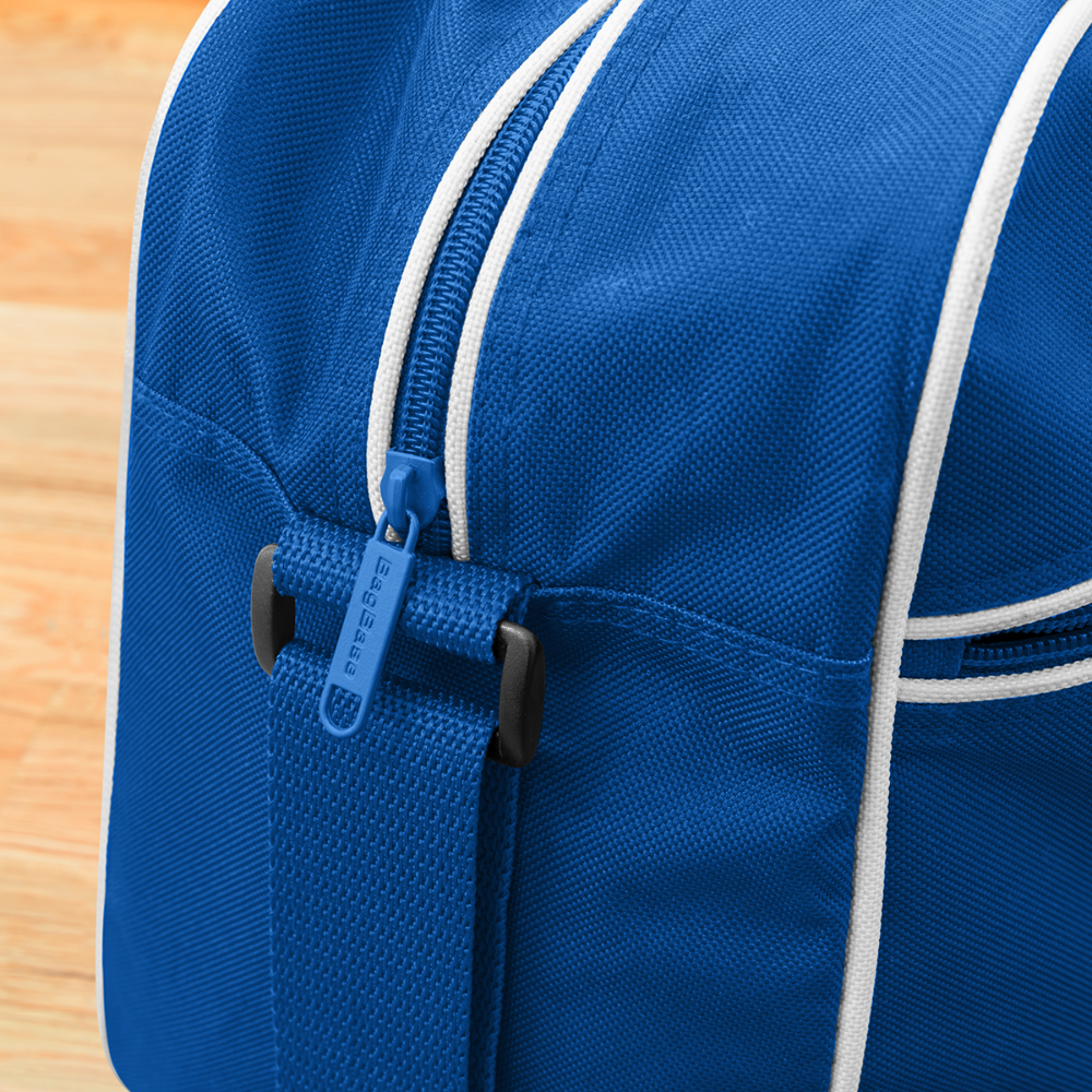 Bussi Baba rosa - Wiener Riesenrad in weiß, Retro Tasche - Blau/Weiß