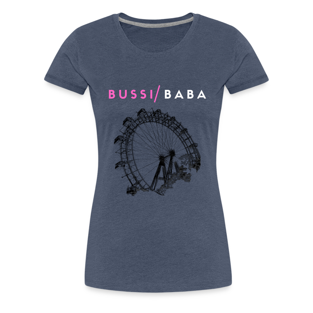 Bussi Baba pink - Wiener Riesenrad in schwarz, Frauen Premium T-Shirt - Blau meliert