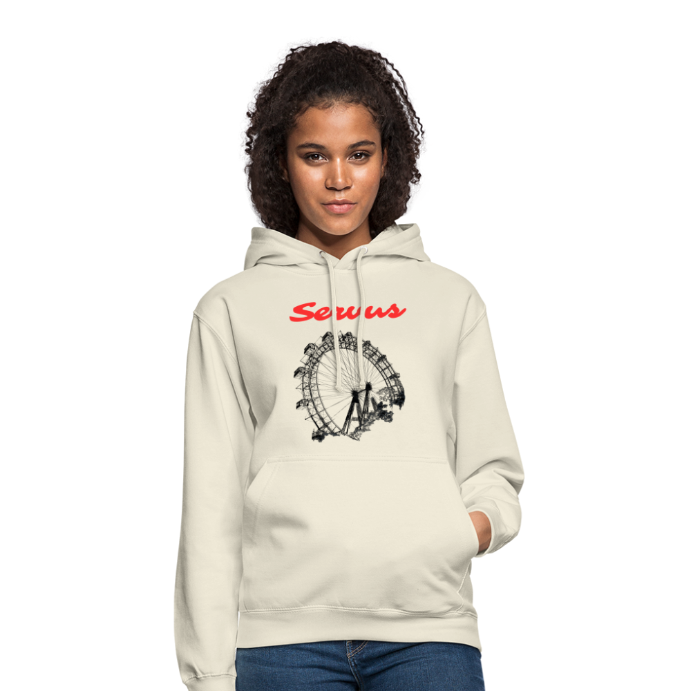 Servus (dt. Hallo) in rot & Wiener Riesenrad in schwarz, Hoodie/ Kapuzenpulli - Vanille-Milchshake