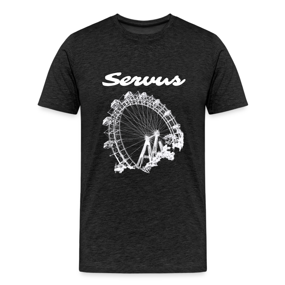 Servus (dt. Hallo) und Wiener Riesenrad in weiß, Männer Premium T-Shirt - Anthrazit
