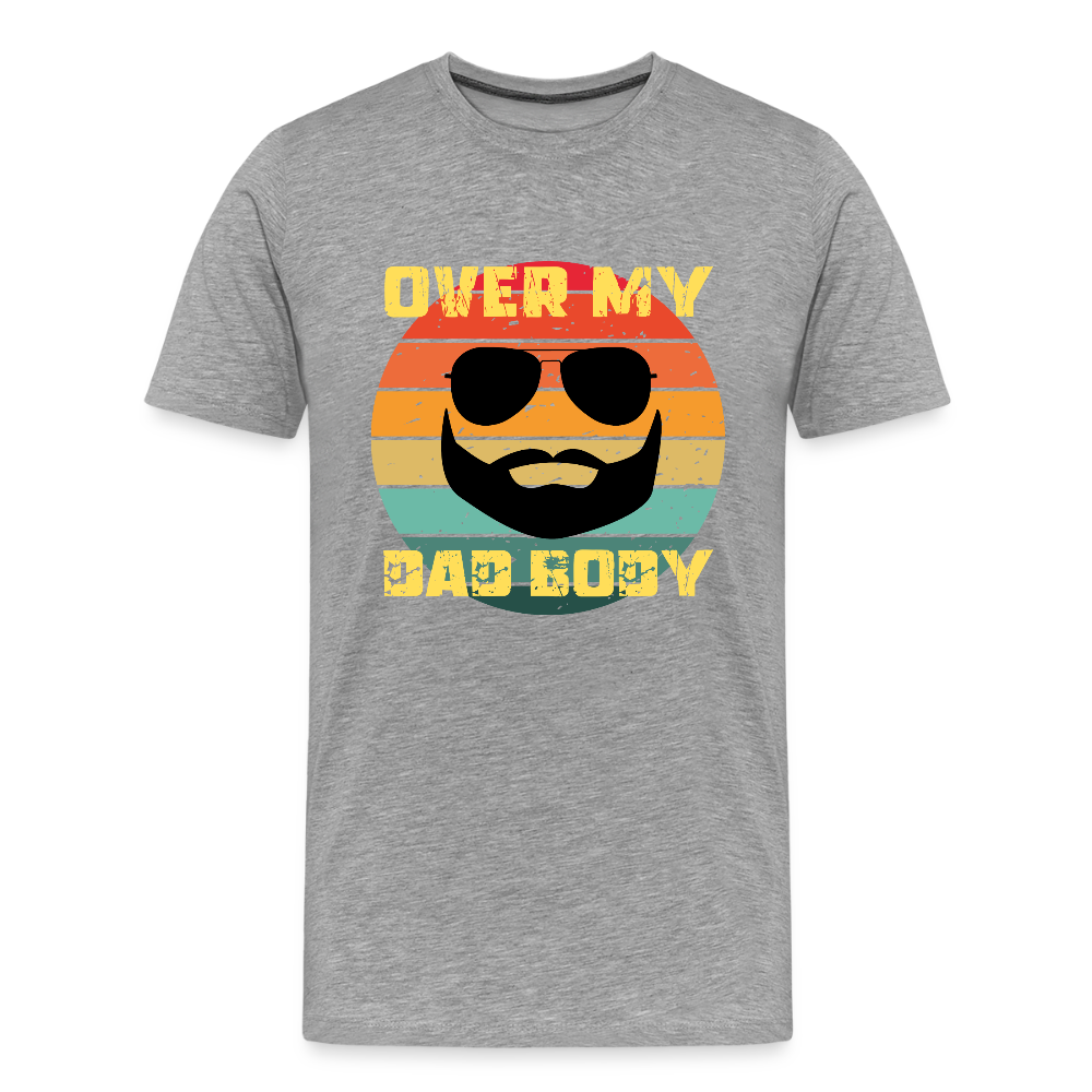 Over My Dad Body - Daddy, Vaterfigur, Lustiger Spruch zum Vatertag, Männer Premium T-Shirt - Grau meliert