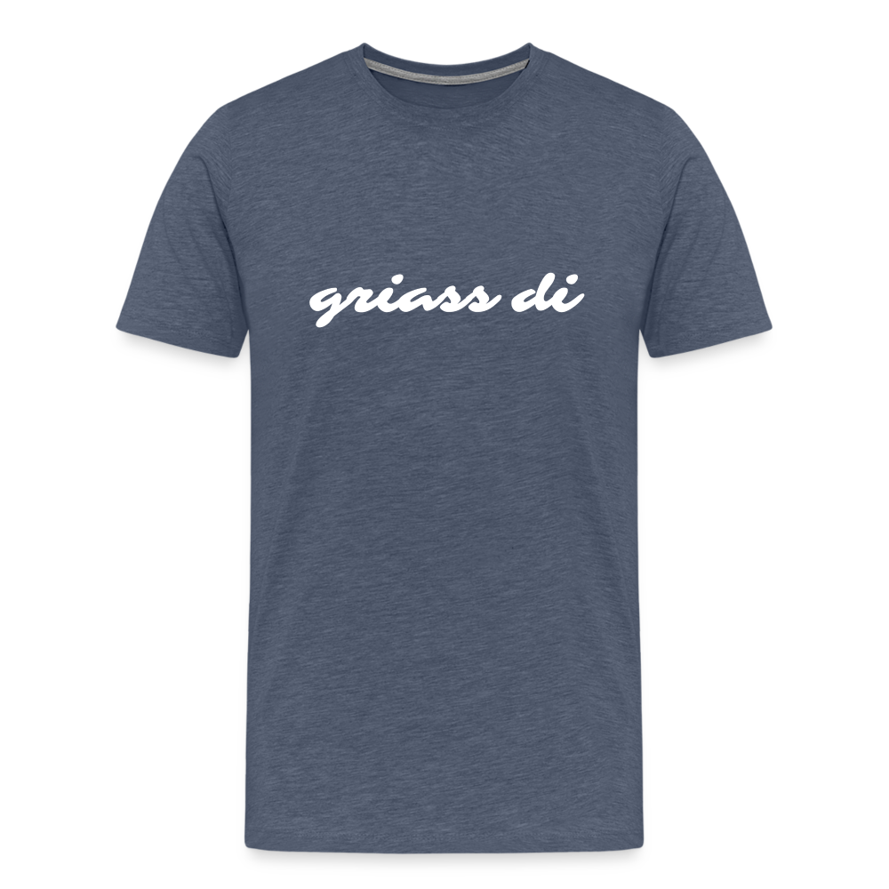 griass di - grüß dich in weiß, Männer Premium T-Shirt - Blau meliert