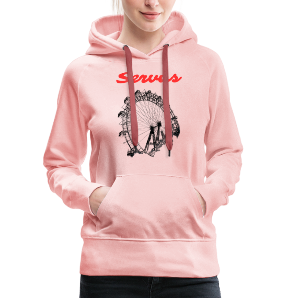 Servus (dt. Hallo) in rot & Wiener Riesenrad in schwarz, Frauen Premium Pullover - Kristallrosa
