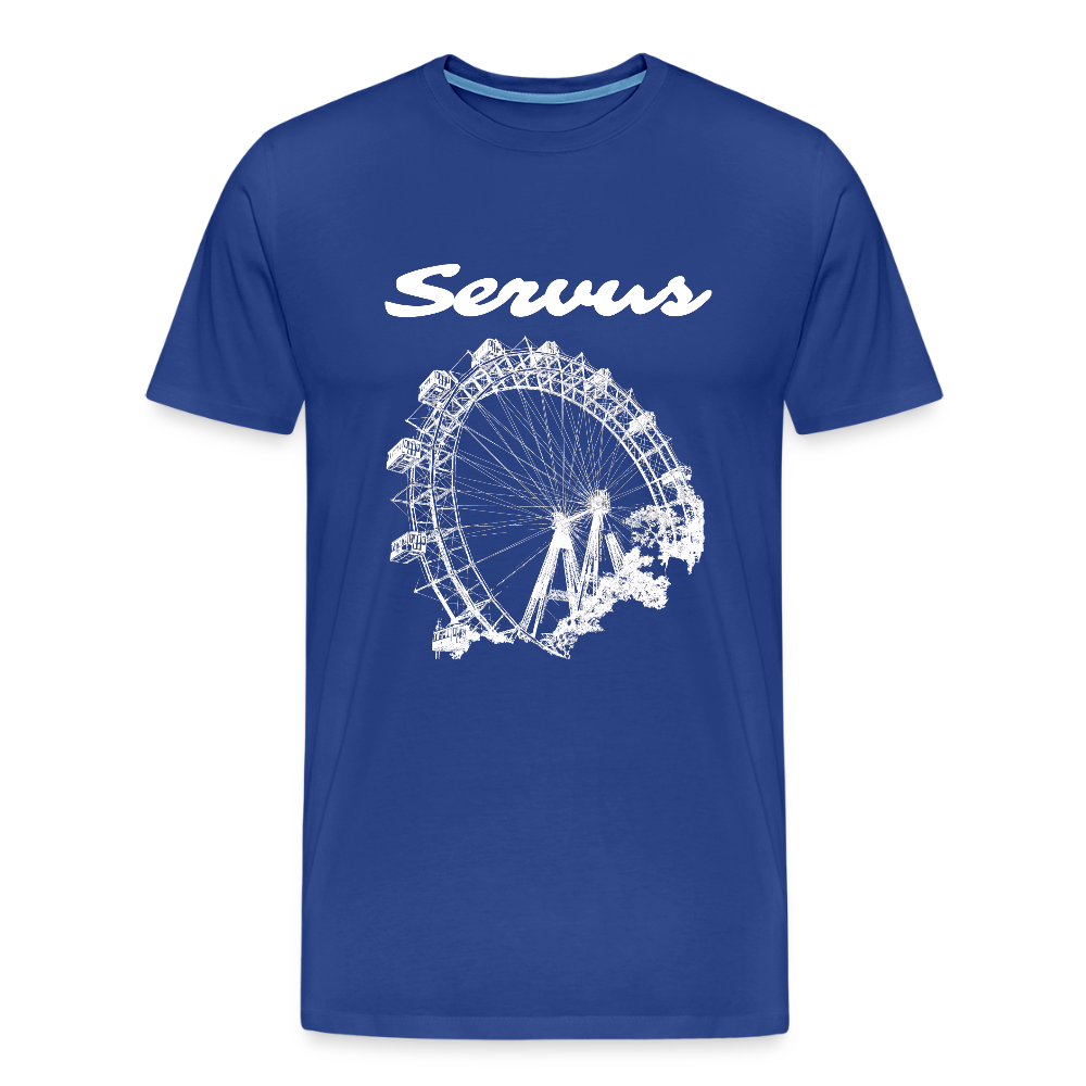 Servus (dt. Hallo) und Wiener Riesenrad in weiß, Männer Premium T-Shirt - Königsblau