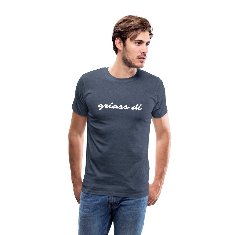 griass di - grüß dich in weiß, Männer Premium T-Shirt - Blau meliert