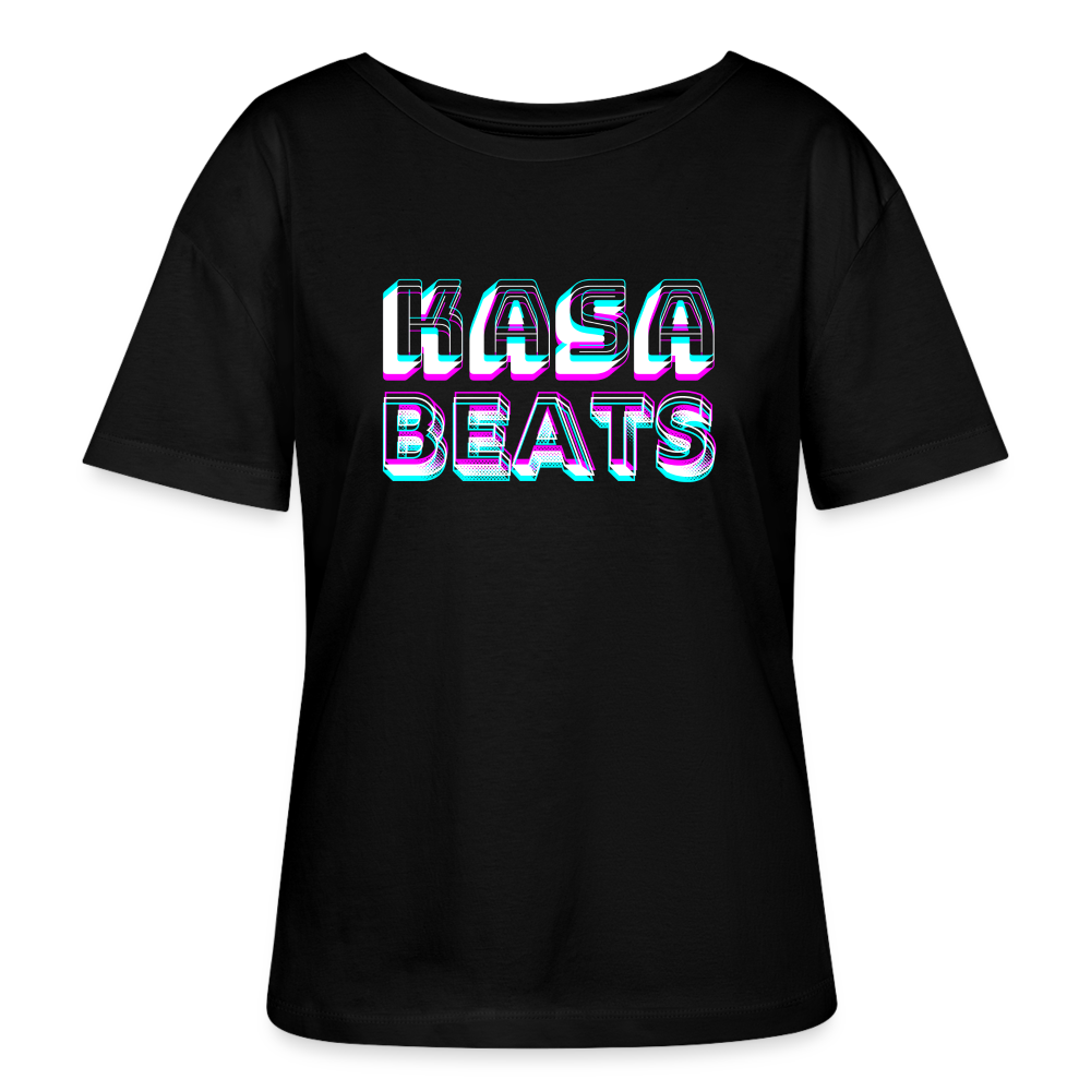 KASA BEATS, funky 3D letters - Optische Täuschung, Stanley/ Stella lockeres Frauen Organic T-Shirt, Relaxed Fit - Schwarz