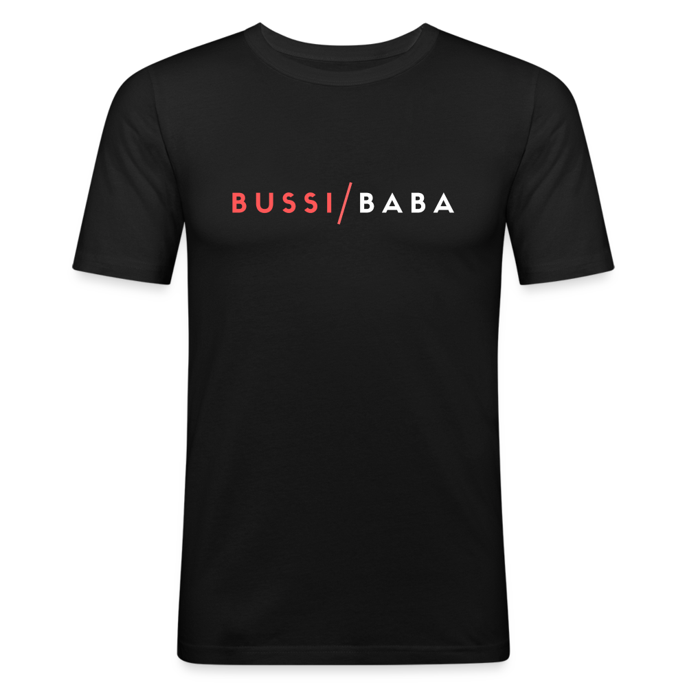 Bussi / Baba korallenrot, Männer Slim Fit T-Shirt - Schwarz