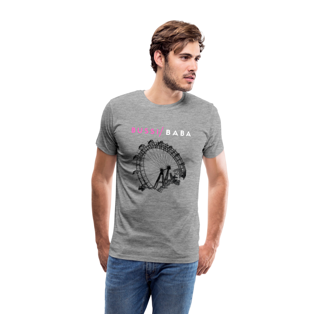 Bussi Baba pink - Wiener Riesenrad in schwarz, Männer Premium T-Shirt - Grau meliert