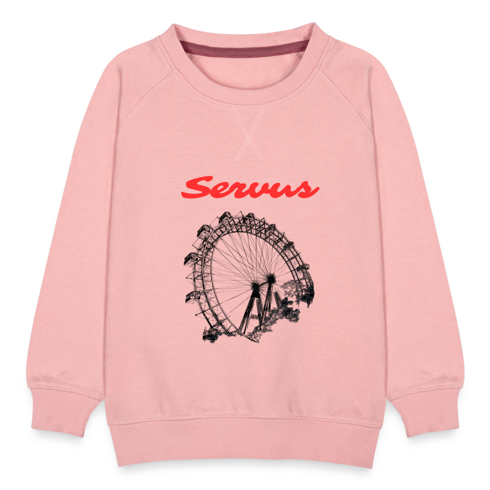 Servus (dt. Hallo) in rot & Wiener Riesenrad in schwarz, Kinder Premium Pullover - Kristallrosa