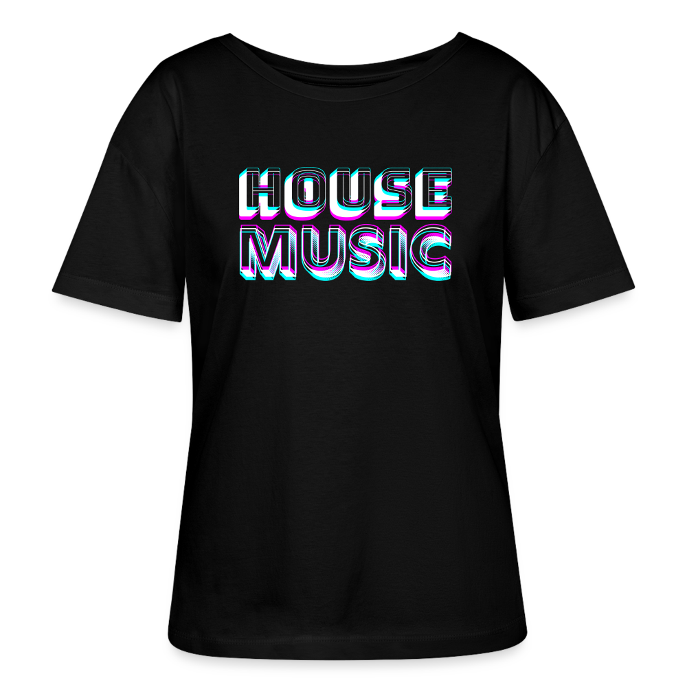 HOUSE MUSIC, Stanley/ Stella lockeres Frauen Organic T-Shirt - relaxed fit - Schwarz