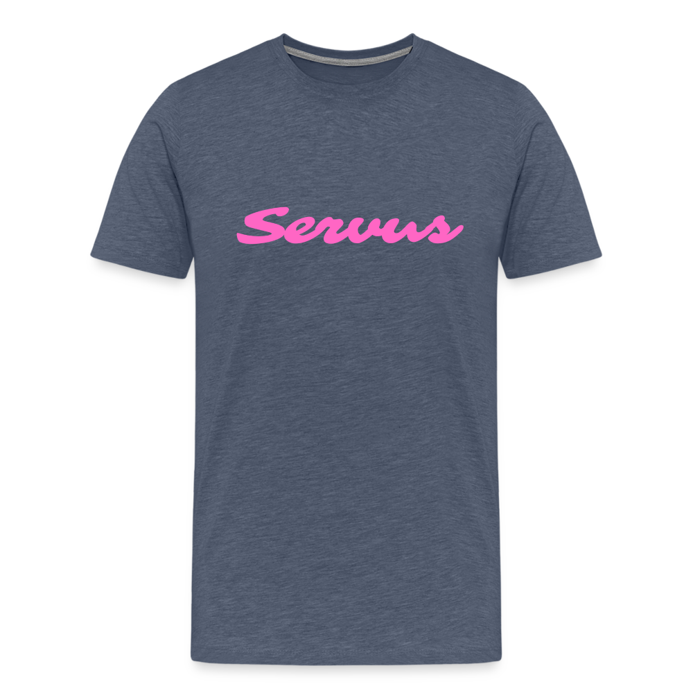 Servus (dt. Hallo) in pink, Männer Premium T-Shirt - Blau meliert