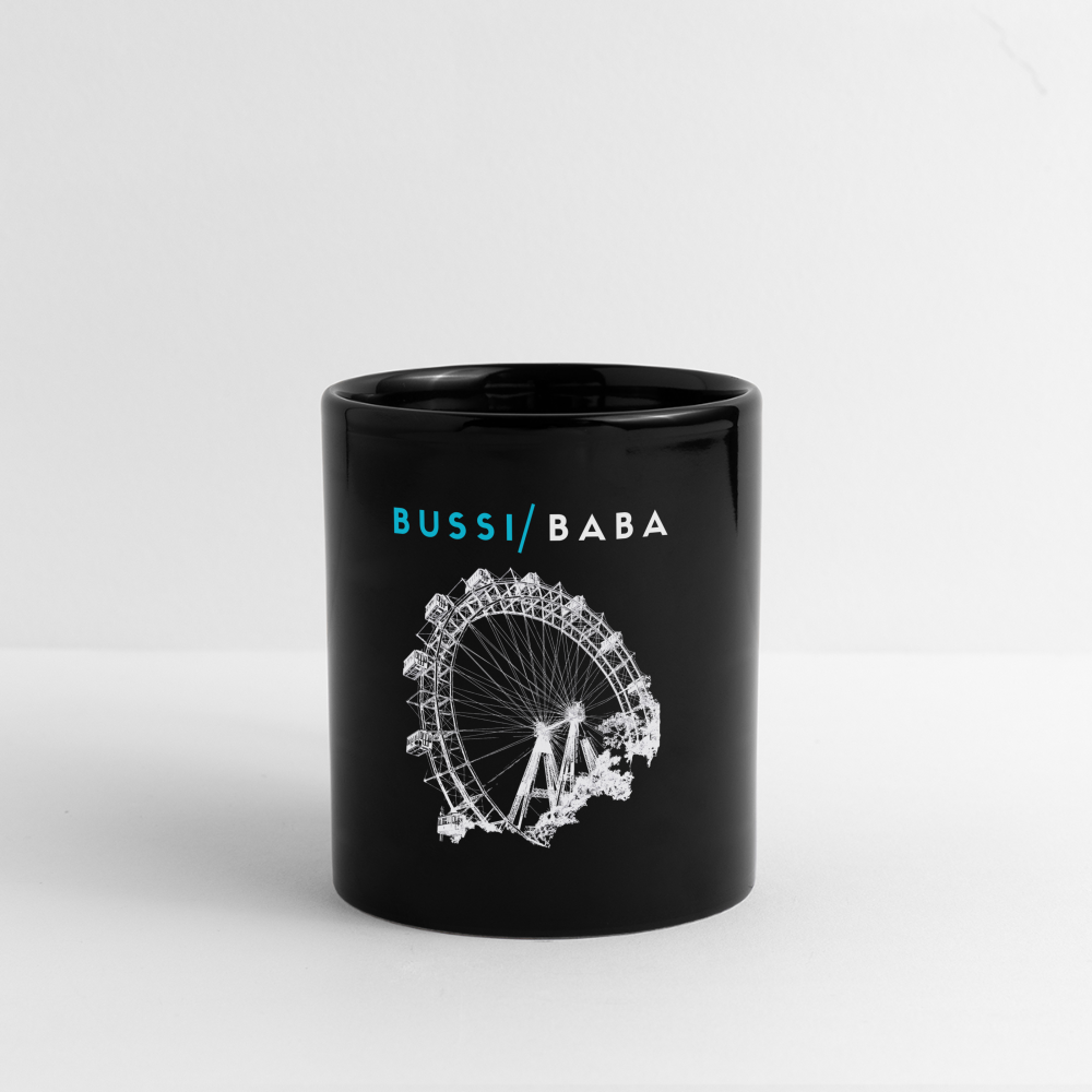 Bussi Baba aquablau - Wiener Riesenrad in weiß, Häferl (dt. Tasse) schwarz - Schwarz