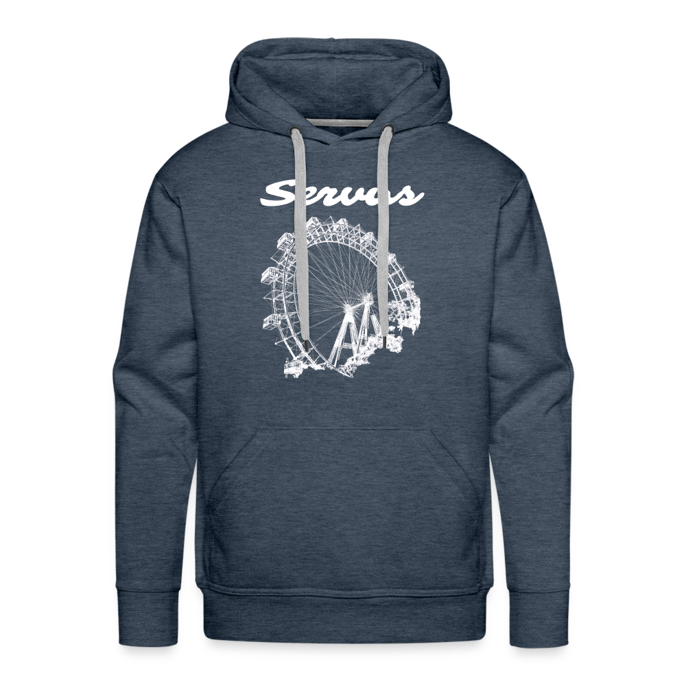 Servus (dt. Hallo) und Wiener Riesenrad in weiß, Männer Premium Hoodie - Jeansblau