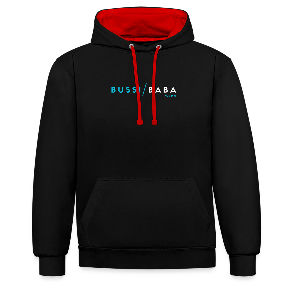 Bussi / Baba Wien, Kontrast-Hoodie - Schwarz/Rot