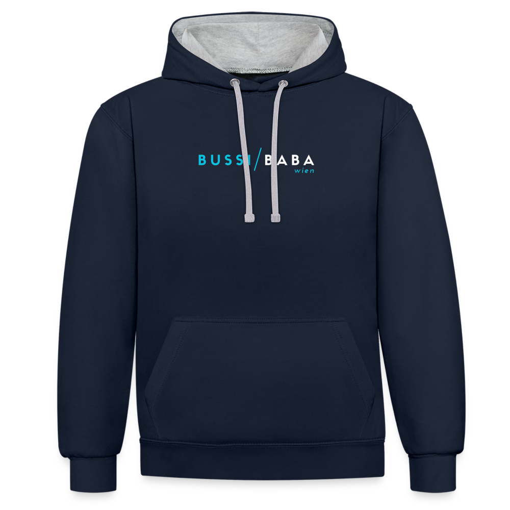 Bussi / Baba Wien, Kontrast-Hoodie - Navy/Grau meliert