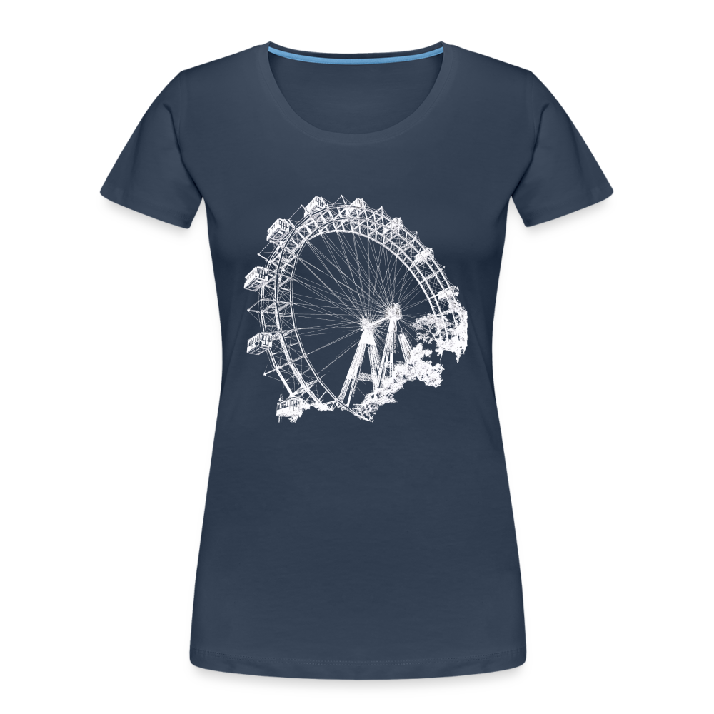Wiener Riesenrad weiß - Frauen Premium Bio T-Shirt - Navy