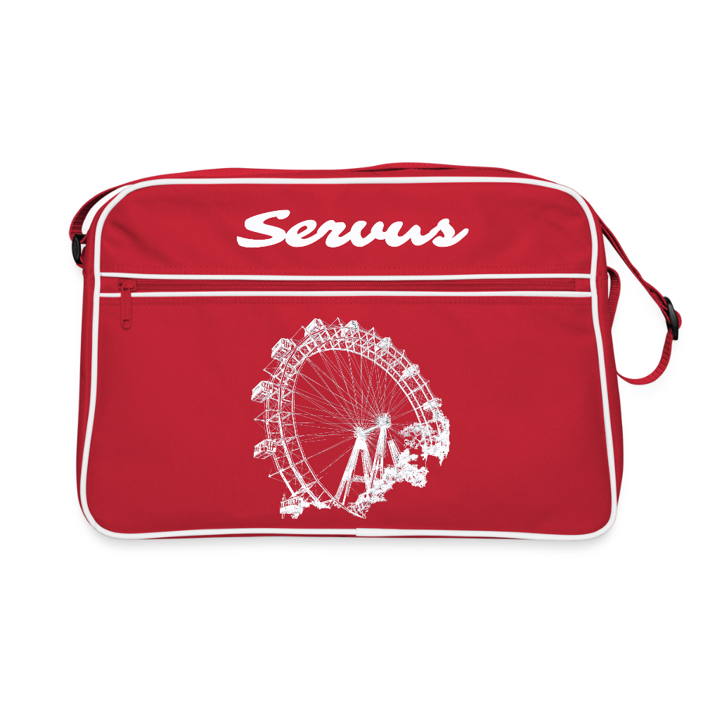 Servus & Wiener Riesenrad in weiß, Retro Tasche - Rot/Weiß