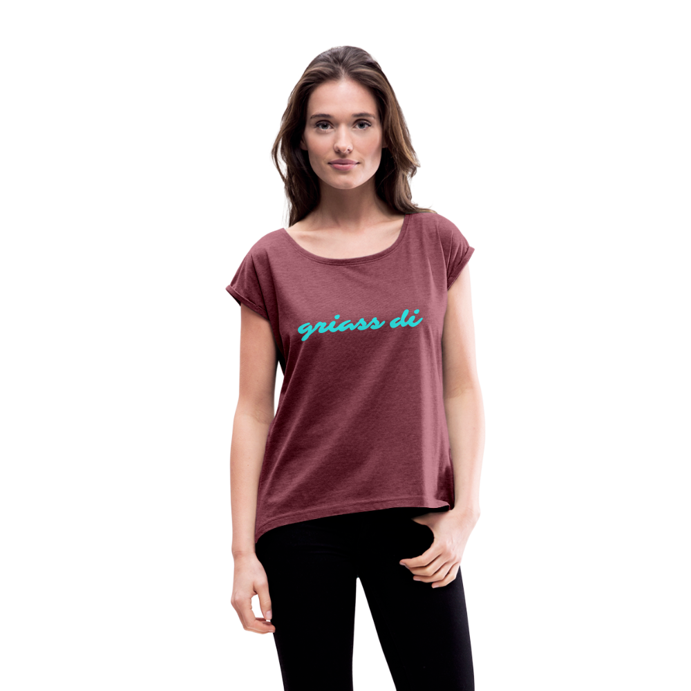 griass di, Lockeres Frauen T-Shirt - Bordeauxrot meliert