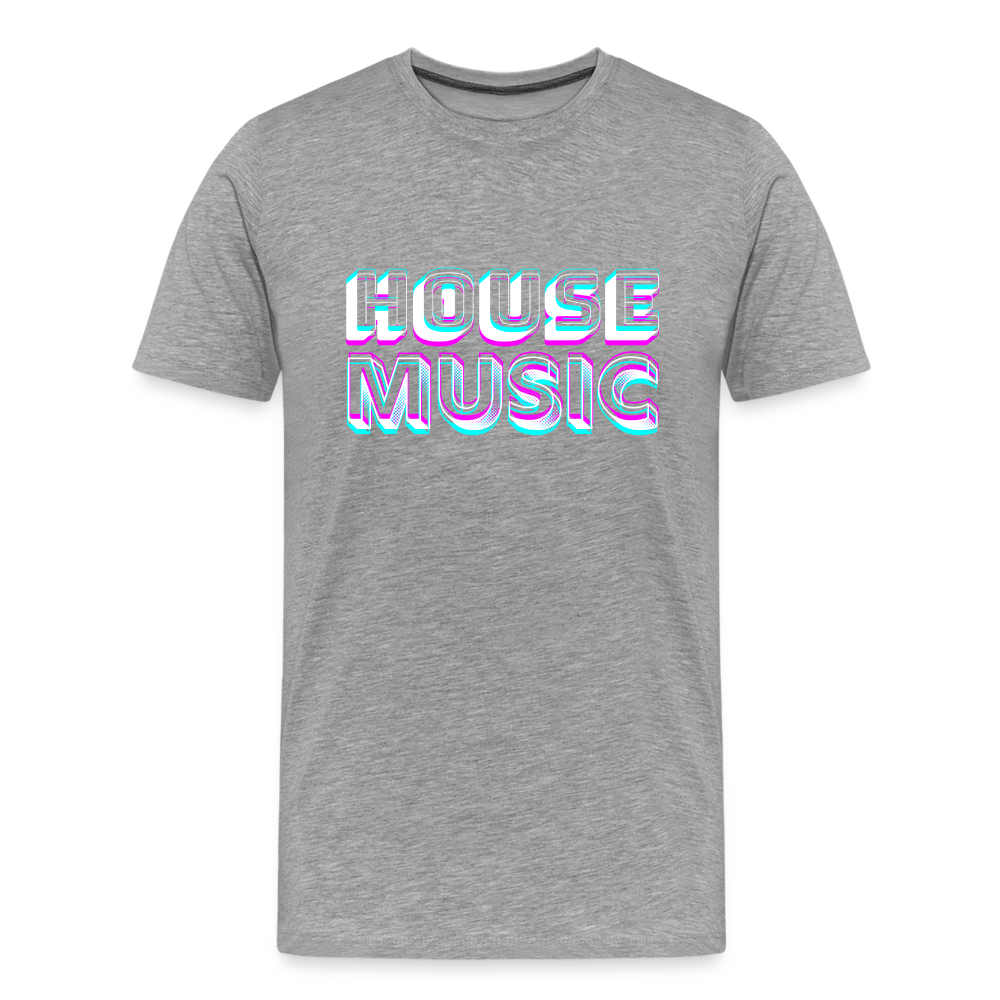HOUSE MUSIC, funky 3D letters, Men Premium T-Shirt - Grau meliert