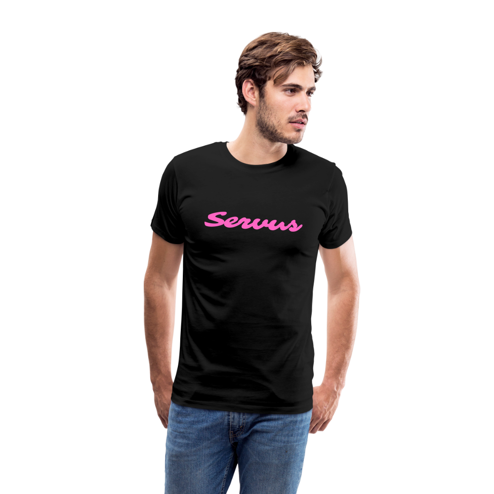 Servus (dt. Hallo) in pink, Männer Premium T-Shirt - Schwarz