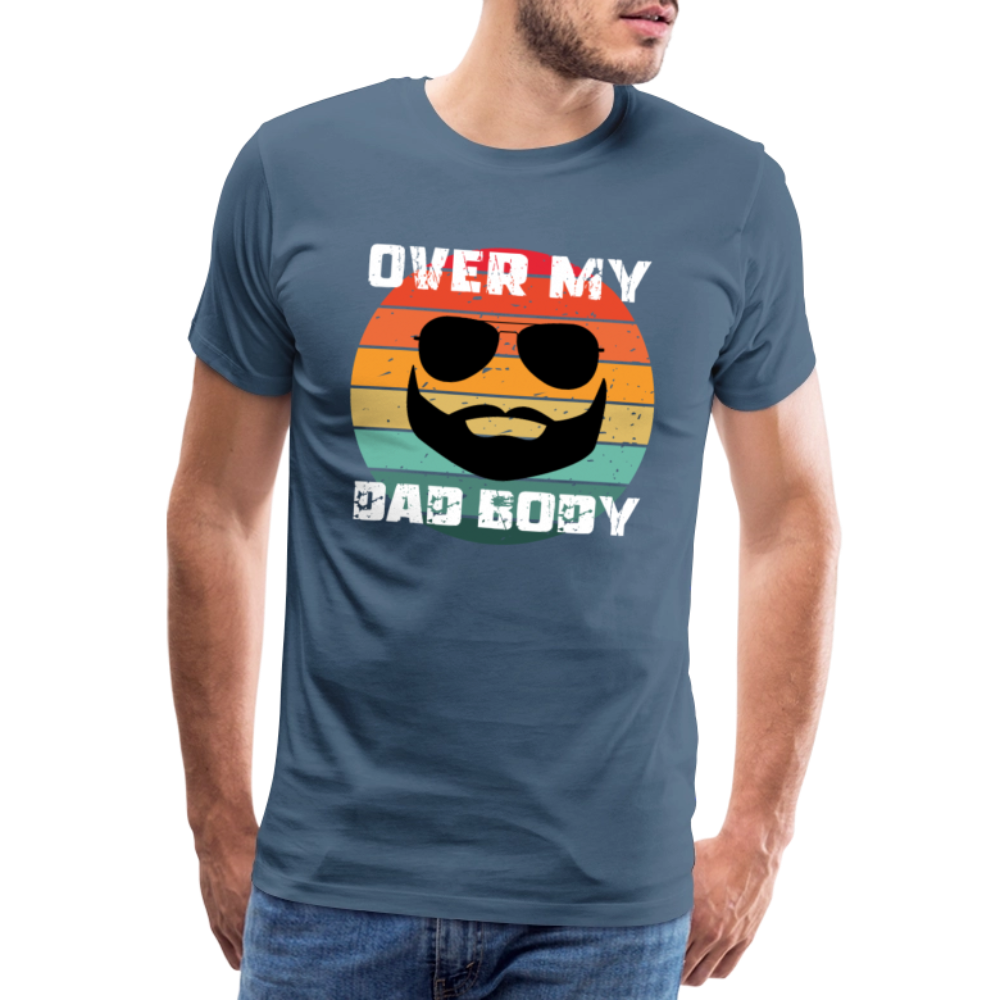 Over My Dad Body - Daddy, Lustiger Spruch zum Vatertag, Männer Premium T-Shirt - Blaugrau