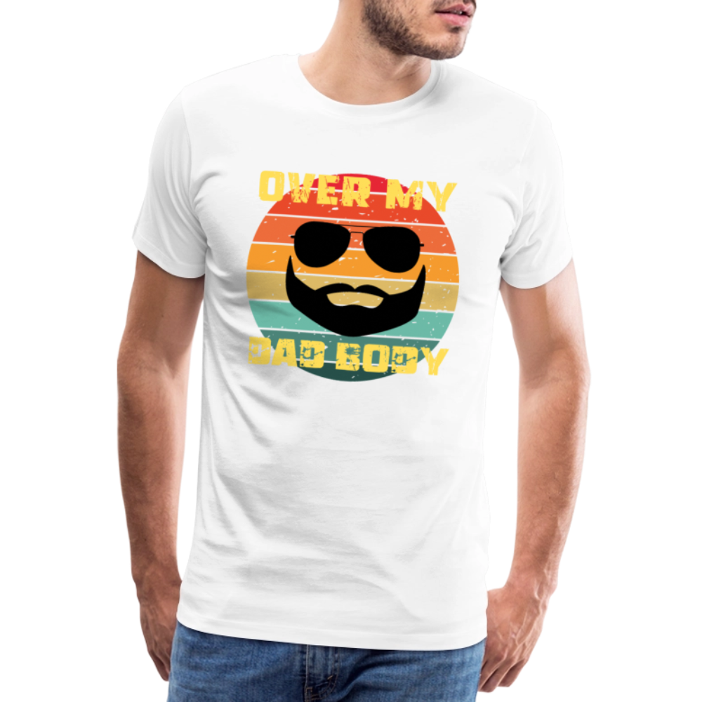 Over My Dad Body - Daddy, Vaterfigur, Lustiger Spruch zum Vatertag, Männer Premium T-Shirt - Weiß