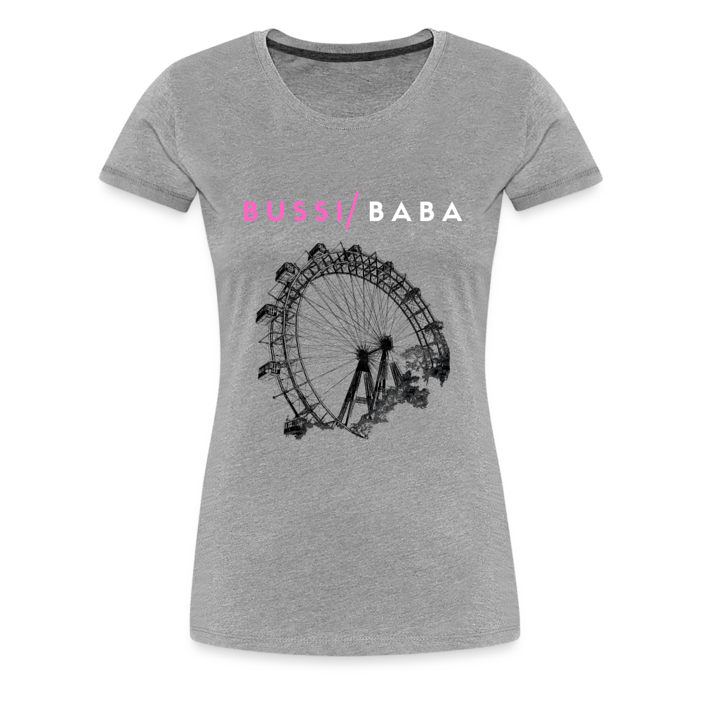 Bussi Baba pink - Wiener Riesenrad in schwarz, Frauen Premium T-Shirt - Grau meliert