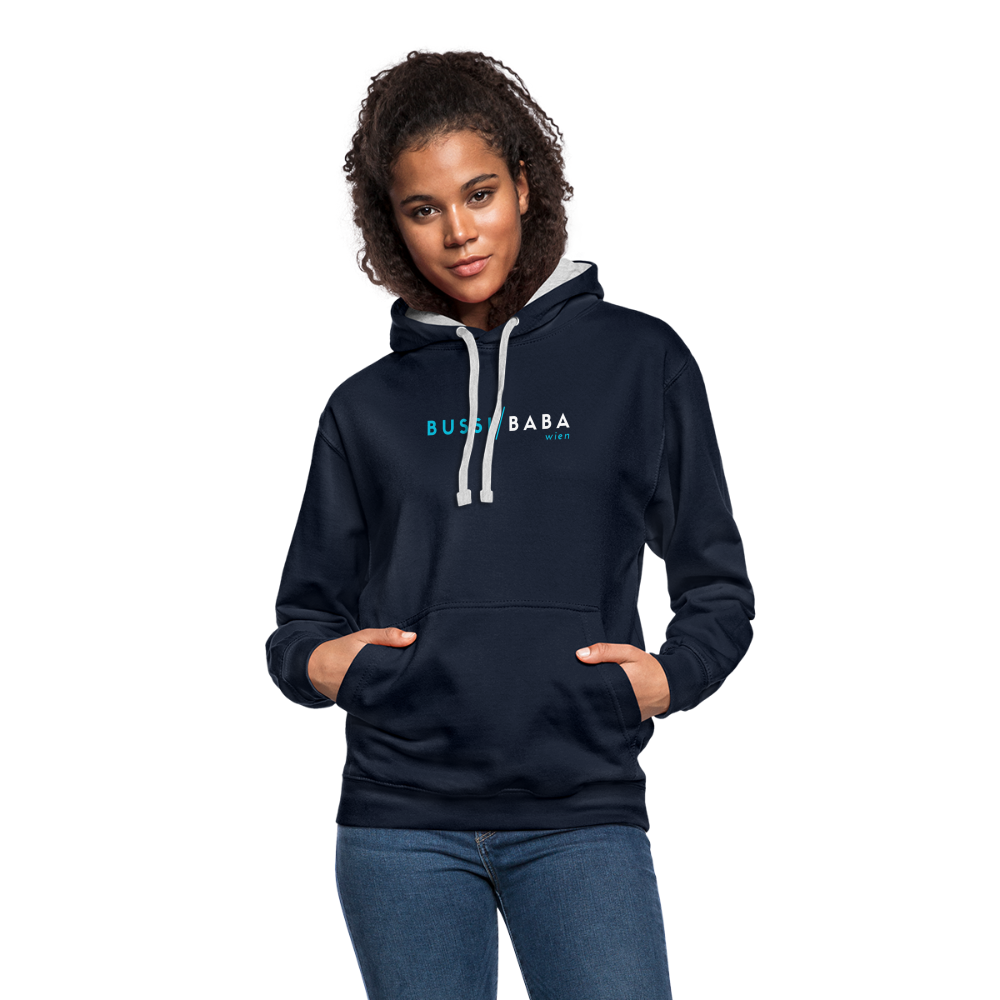 Bussi / Baba Wien, Kontrast-Hoodie - Navy/Grau meliert