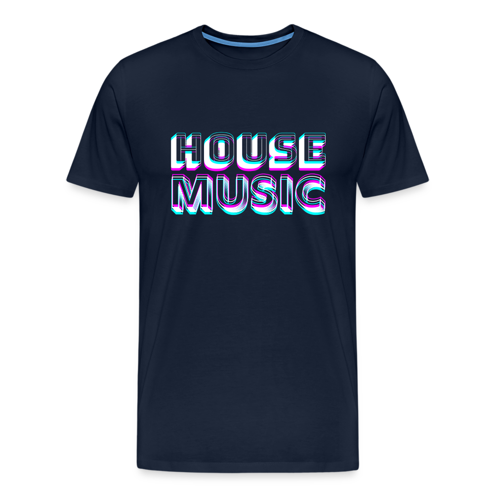 HOUSE MUSIC, funky 3D letters, Men Premium T-Shirt - Navy