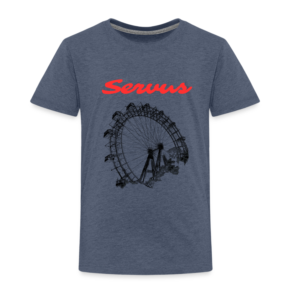 Servus (dt. Hallo) in rot & Wiener Riesenrad in schwarz, Kinder Premium T-Shirt - Blau meliert
