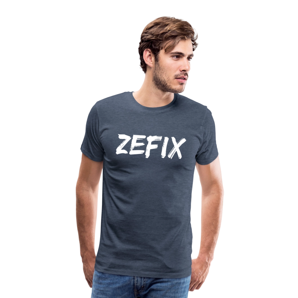 Zefix - Fluchen auf bayerisch in Bayern & Salzburg, Lustiger Spruch, Männer Premium T-Shirt - Blau meliert