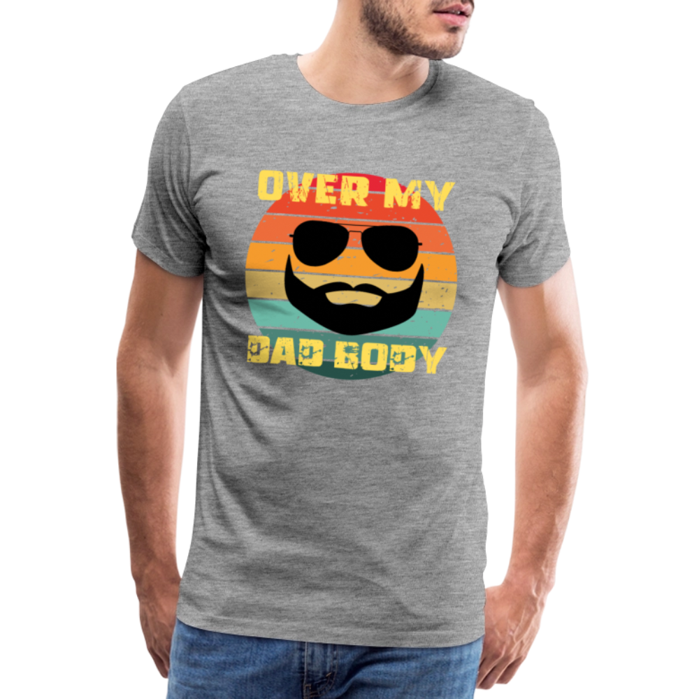 Over My Dad Body - Daddy, Vaterfigur, Lustiger Spruch zum Vatertag, Männer Premium T-Shirt - Grau meliert