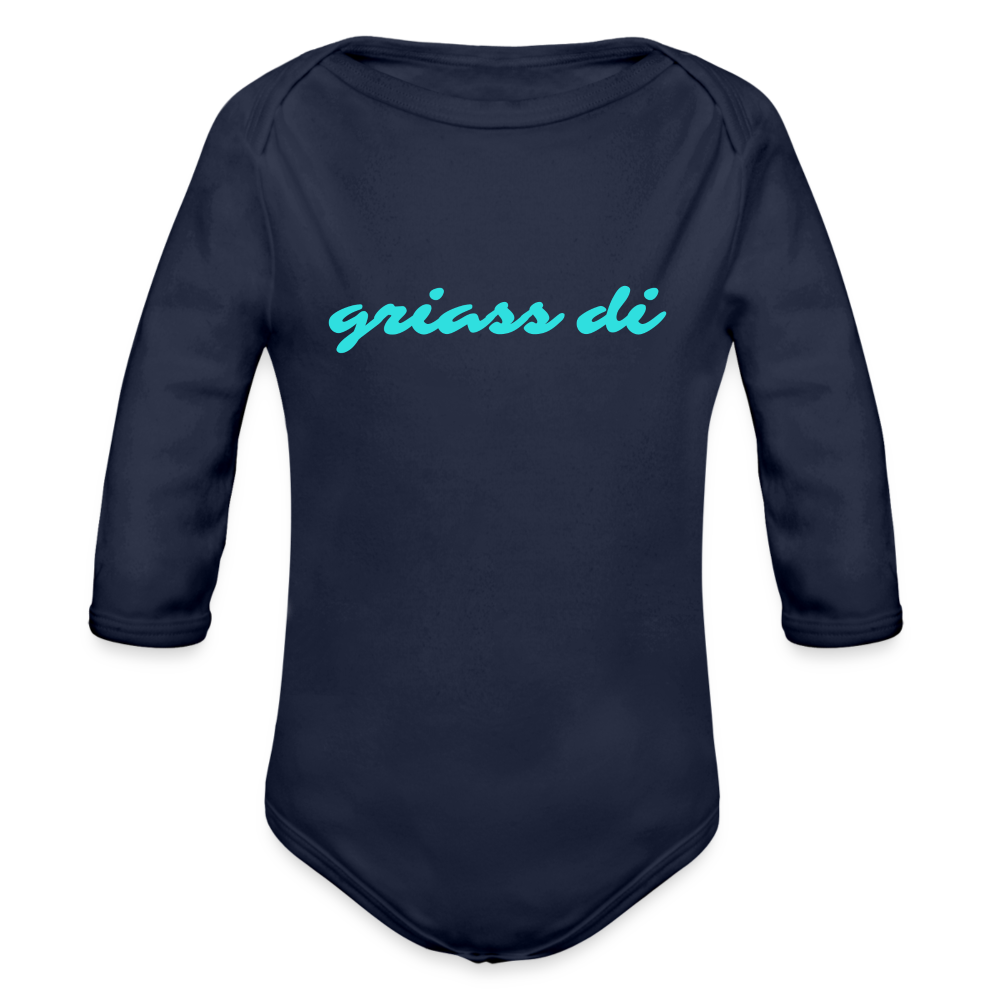griass di - grüß dich, Bio Baby-Body (langarm) - Dunkelnavy