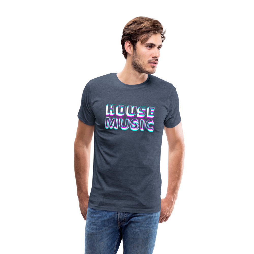 HOUSE MUSIC, funky 3D letters, Men Premium T-Shirt - Blau meliert