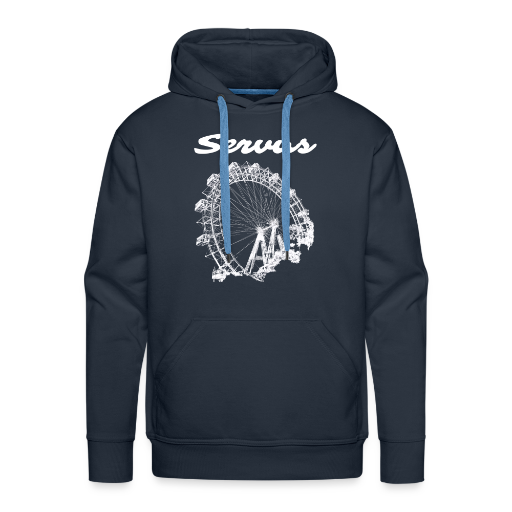 Servus (dt. Hallo) und Wiener Riesenrad in weiß, Männer Premium Hoodie - Navy
