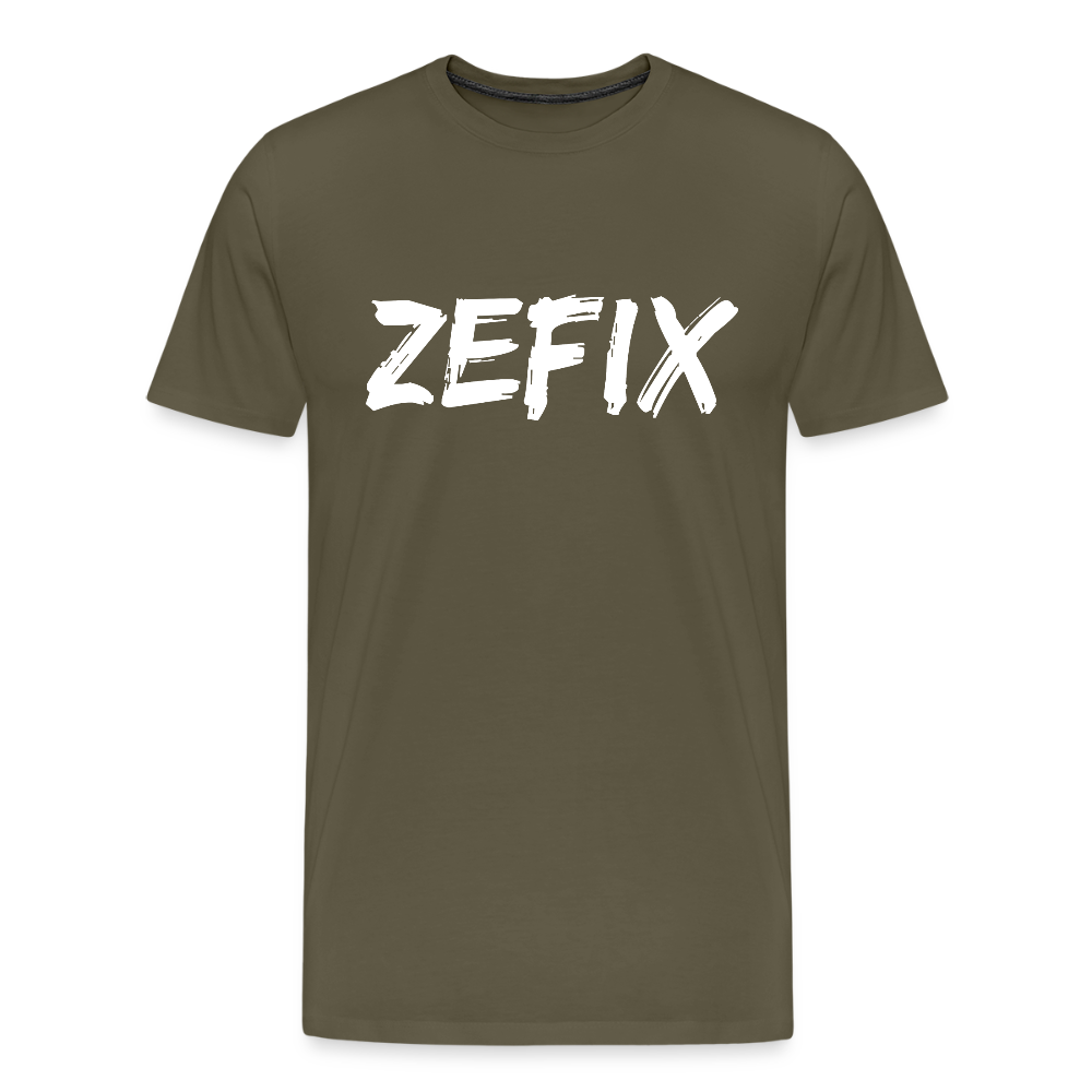 Zefix - Fluchen auf bayerisch in Bayern & Salzburg, Lustiger Spruch, Männer Premium T-Shirt - Khaki