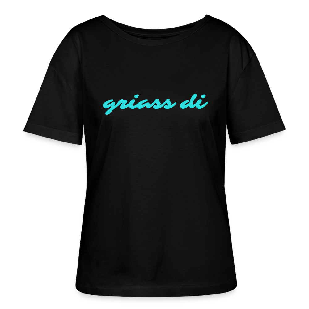 griass di - grüß dich, Stanley/ Stella lockeres Frauen Bio T-Shirt relaxed fit - Schwarz